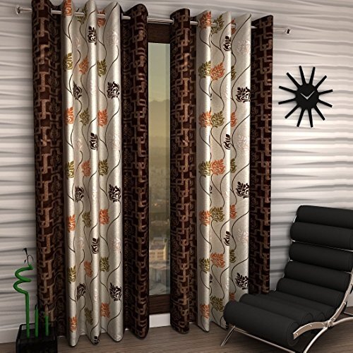 Eyelet Polyester Door Curtain – 7ft, Brown 70% off