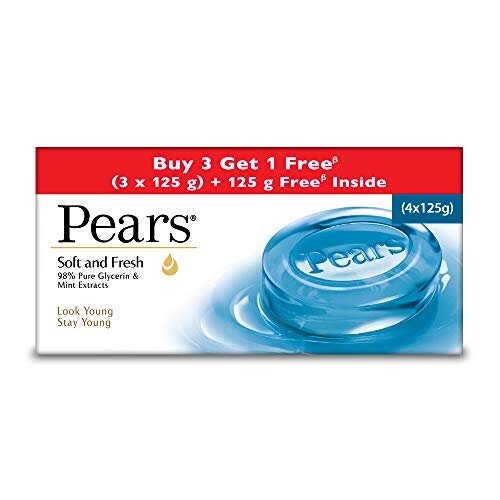 Pears Soft and Fresh Bathing Bar, 125g (Buy 3 Get 1 Free)
