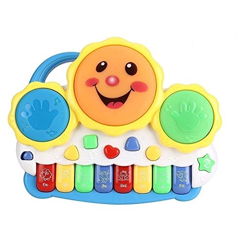 Drum Keyboard Musical Toys with Flashing Lights – Animal Sounds and Songs, Multi Color